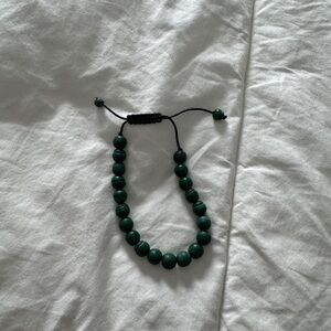 Natural Malachite Bracelet - Adjustable Green Stone Bead Bracelet - Unisex